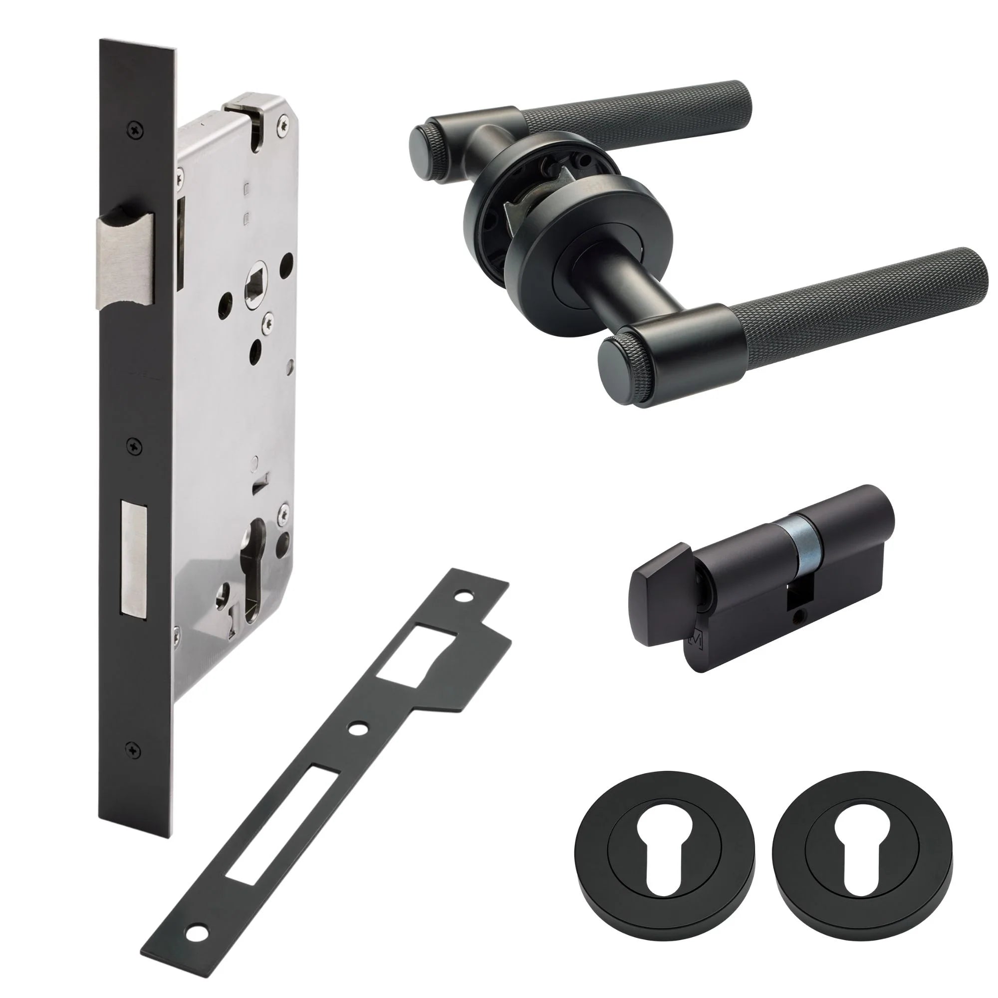 Matt Black Entrance Door Kit Rosedale - Manovella