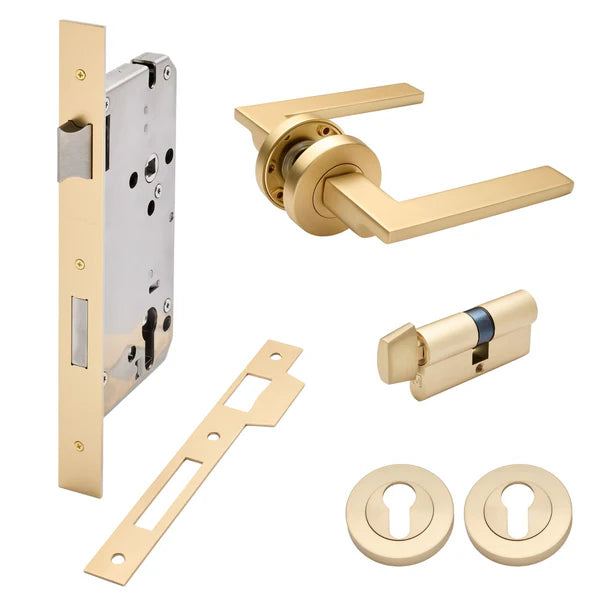 Satin Brass Entrance Door Kit Hamilton - Manovella