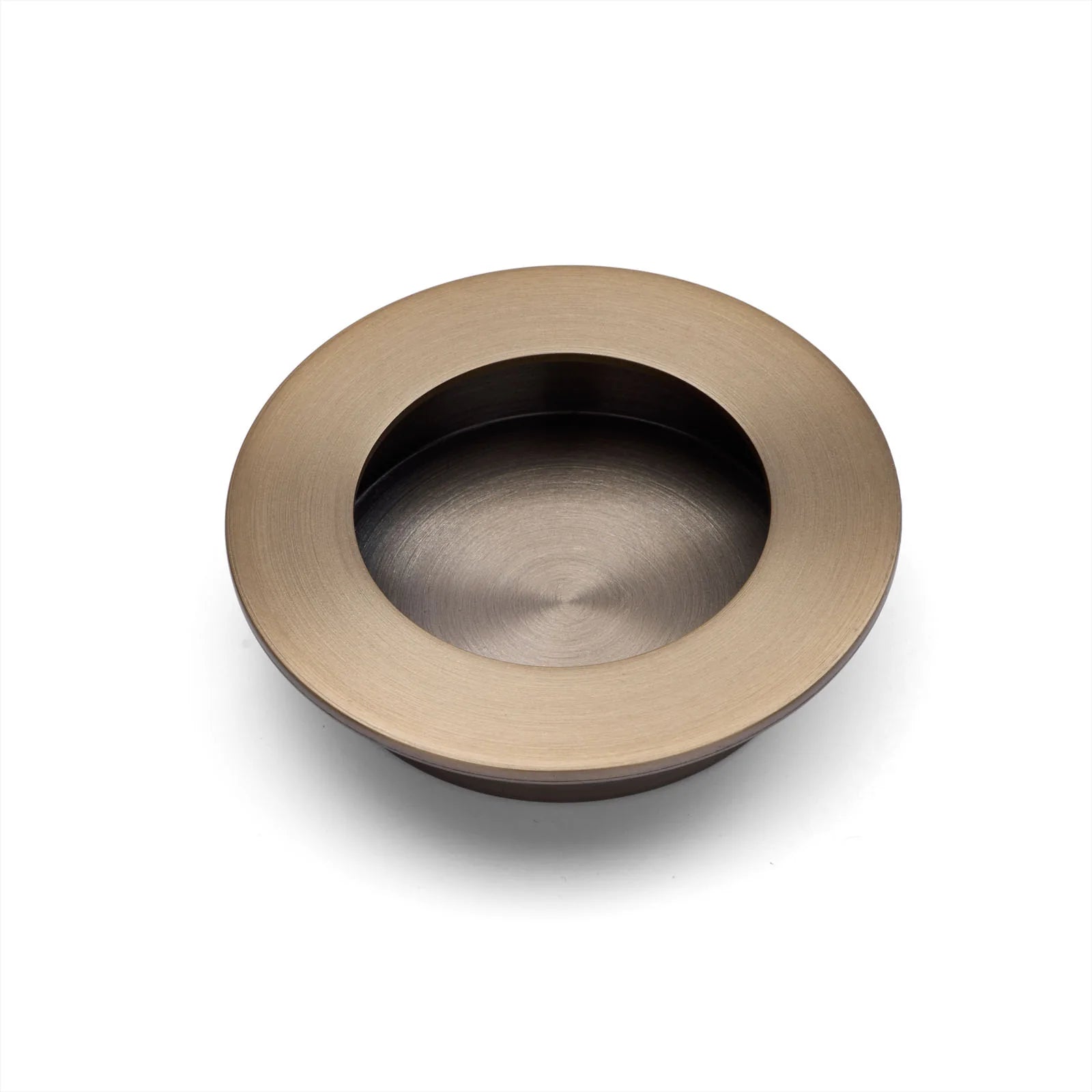 Aged Brass Sliding Door Round Flush Pull 65mm - Manovella