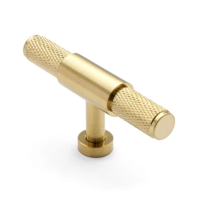 Brushed Brass PVD Knurled Cabinet T-Bar Pull - Miranda - Manovella