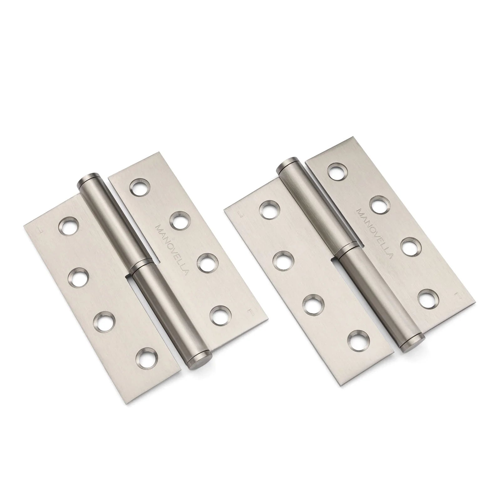 Brushed Nickel Lift Off Left Hand Hinge (Pair) 100mm x 75mm - Manovella