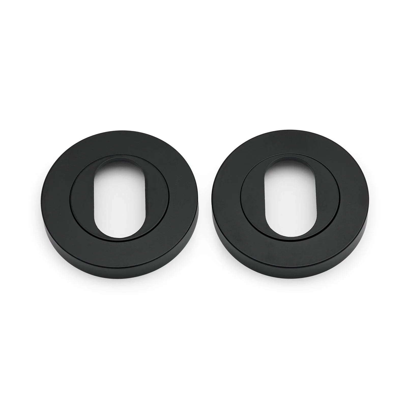 Matt Black Oval Escutcheon (Pair) - Solid Brass - Manovella