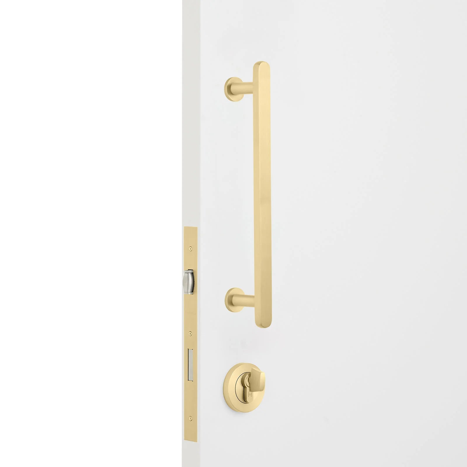 Satin Brass Roller Lock Kit - Imogen Pull - Manovella
