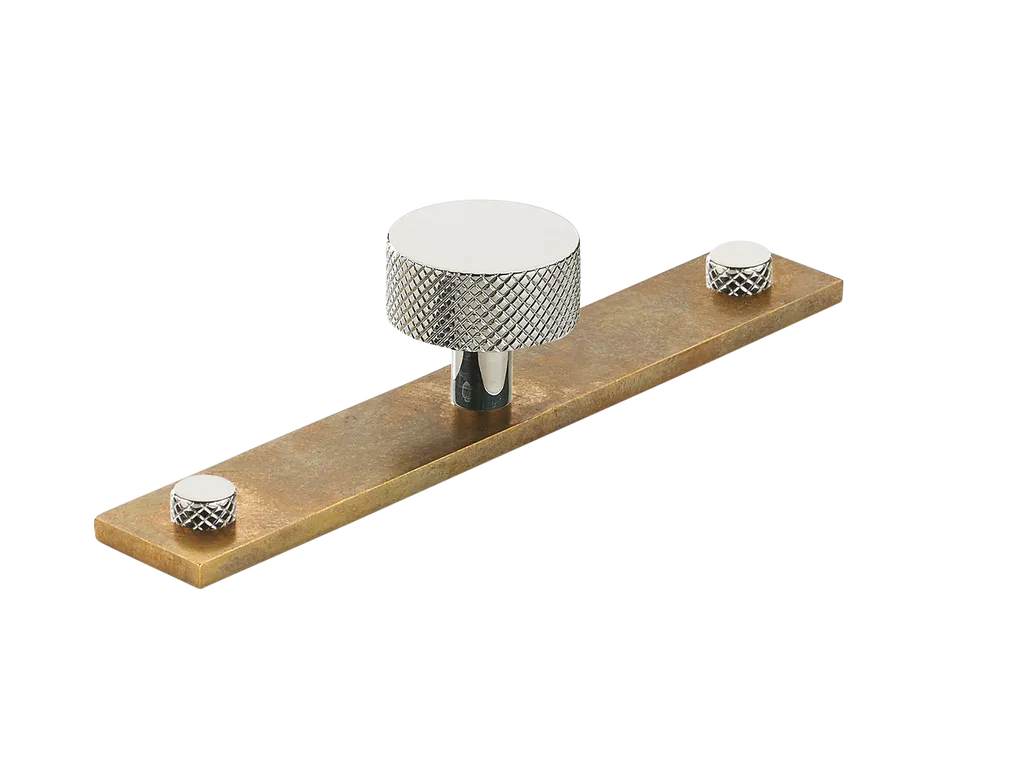 MIX Diamond Knurled Cabinet Knob & Backplate - Mixed Finish By Armac Martin