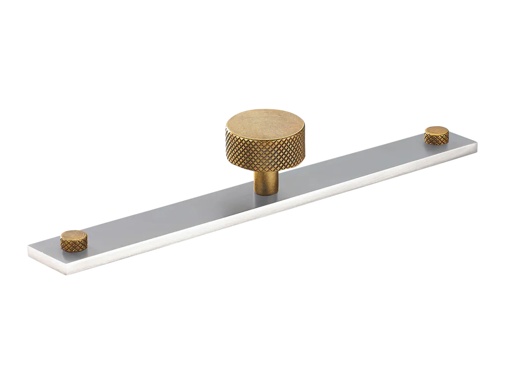 MIX Diamond Knurled Cabinet Knob & Backplate - Mixed Finish By Armac Martin