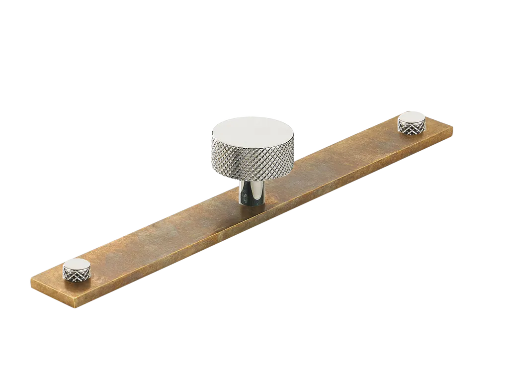MIX Diamond Knurled Cabinet Knob & Backplate - Mixed Finish By Armac Martin