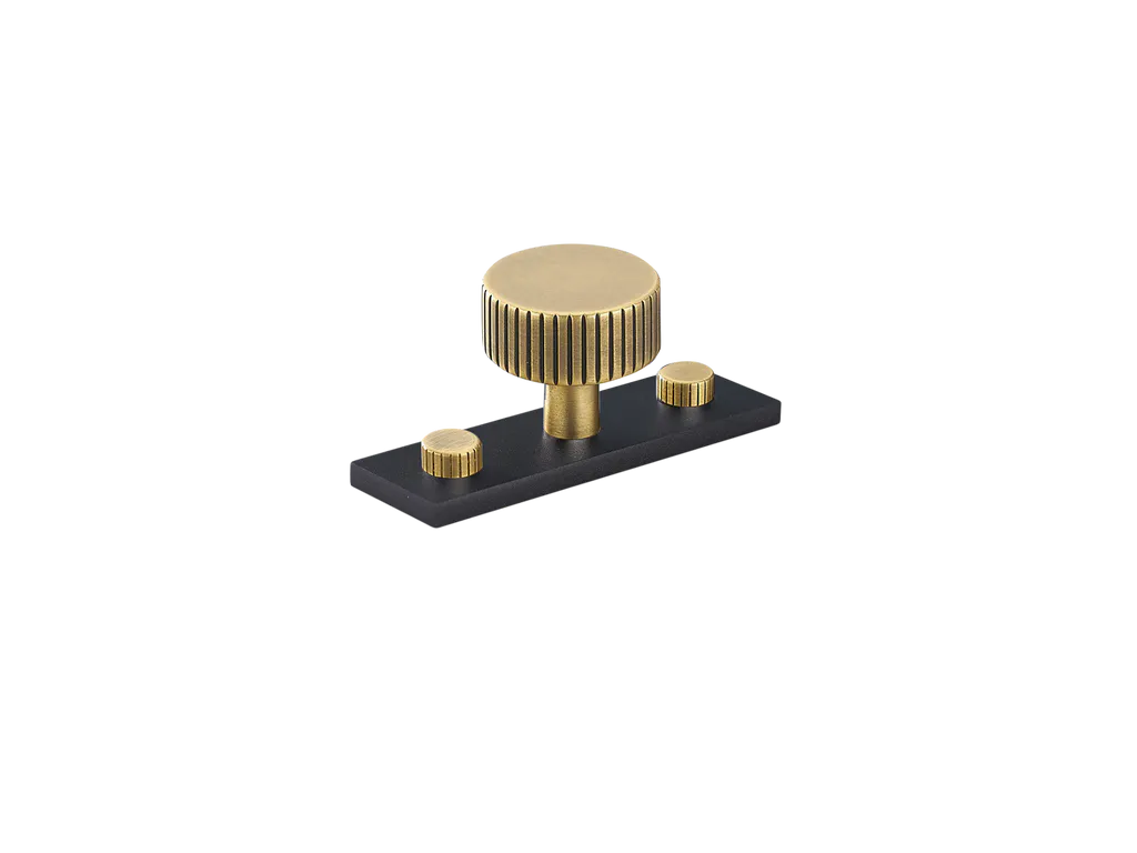 MIX Straight Knurled Cabinet Knob & Backplate - Mixed Finish By Armac Martin
