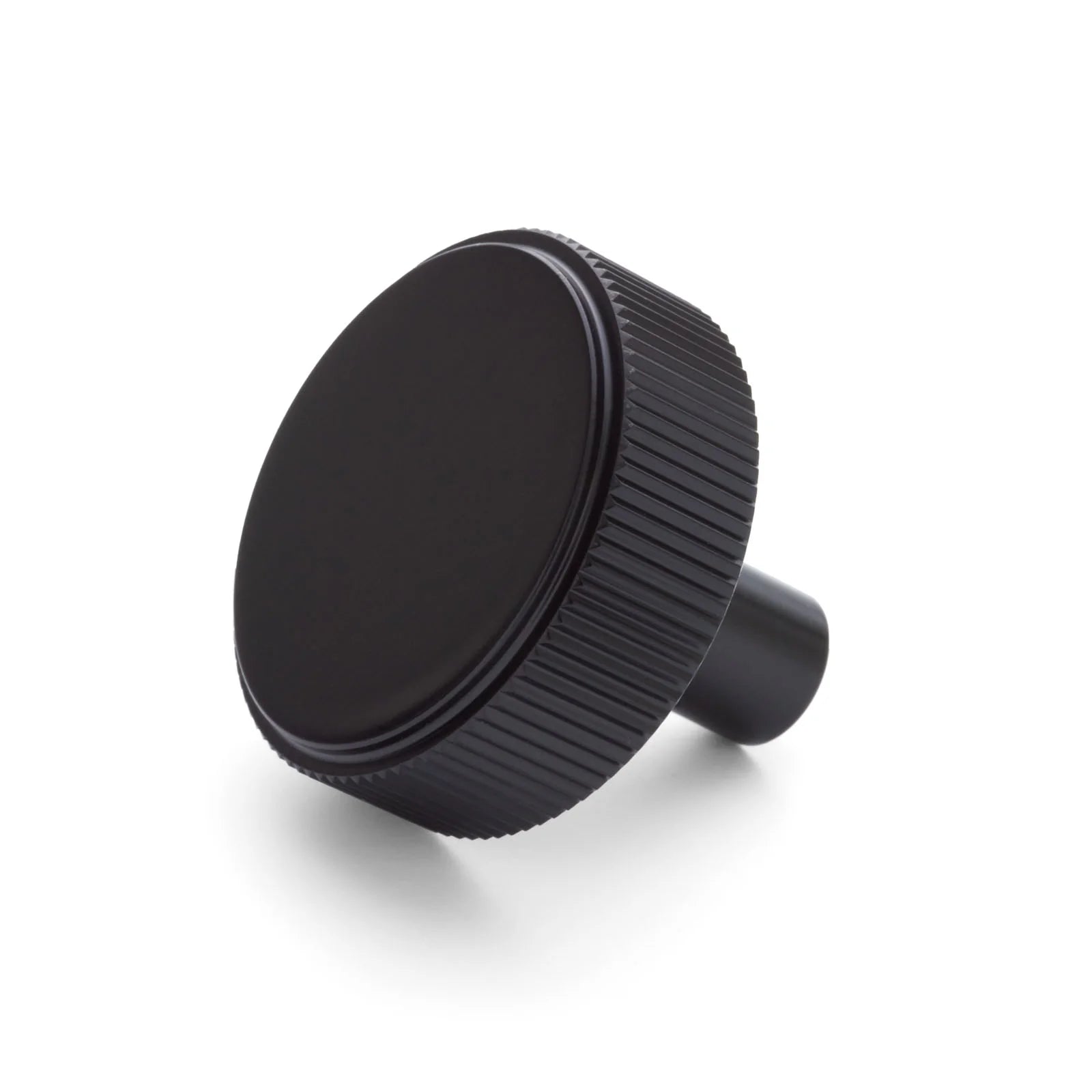Matt Black Round Fluted Cabinet Knob - Artemis - Manovella