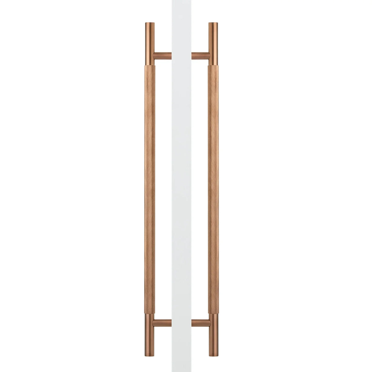 Brushed Copper PVD Knurled Back to Back Door Pull - Charmian - Manovella