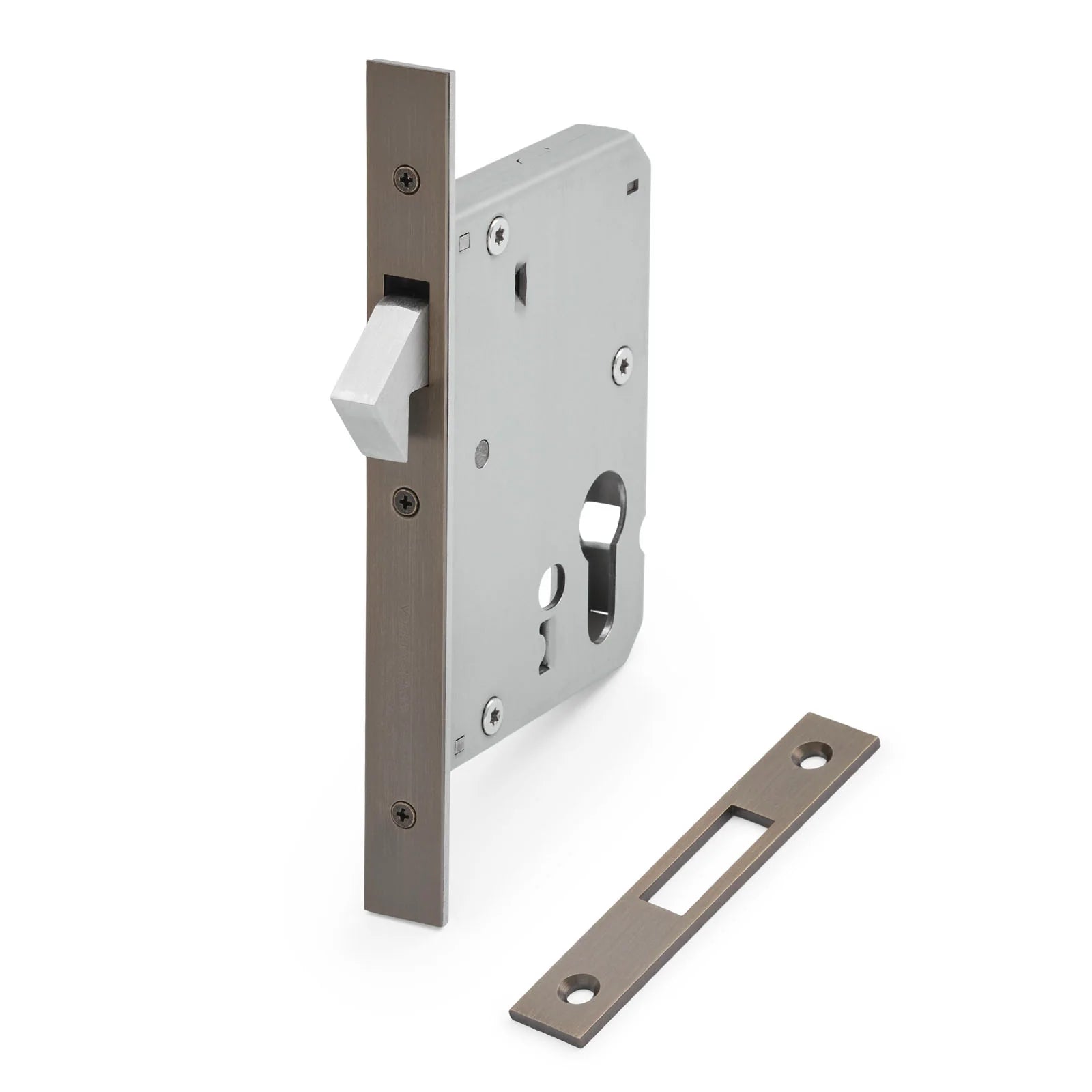 Aged Brass Euro Sliding Door Mortice Lock 316SSS (60mm Backset) - Manovella