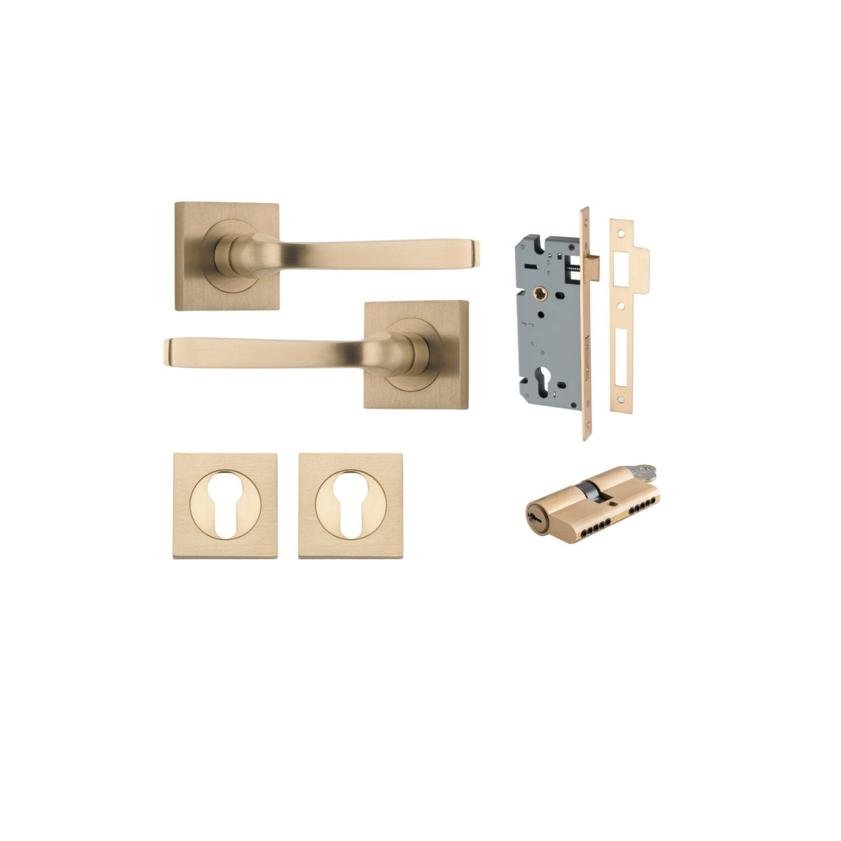 IVER Annecy Solid Brass Square Rose Door Handle – Multiple Finishes Available - Entry - Point - 0462KENTR60KK - Iver