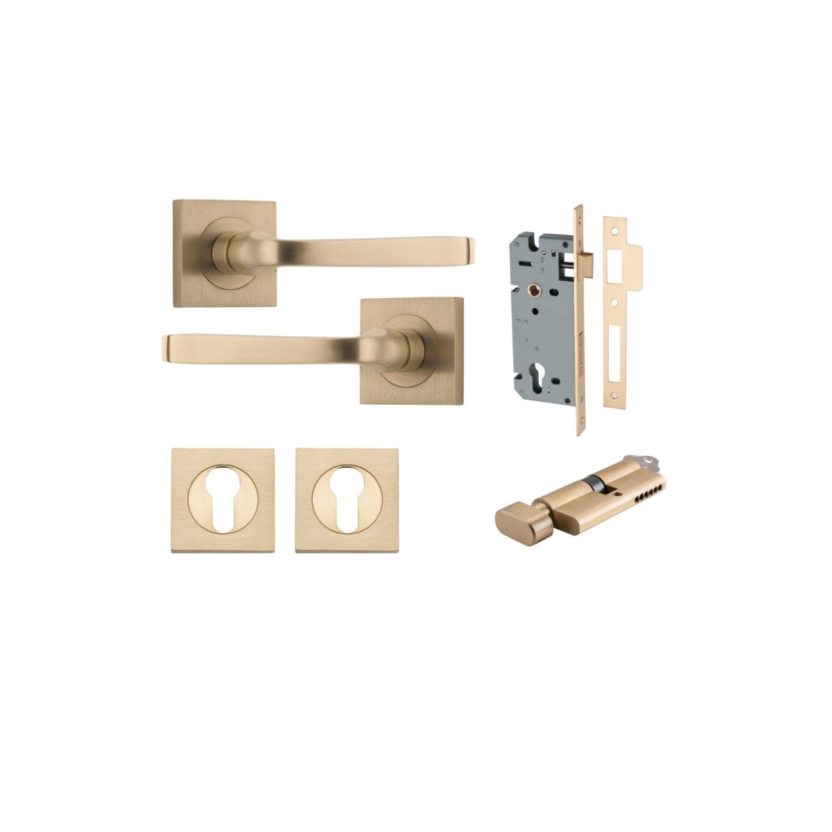 IVER Annecy Solid Brass Square Rose Door Handle – Multiple Finishes Available - Entry - Point - 0462KENTR60KT - Iver