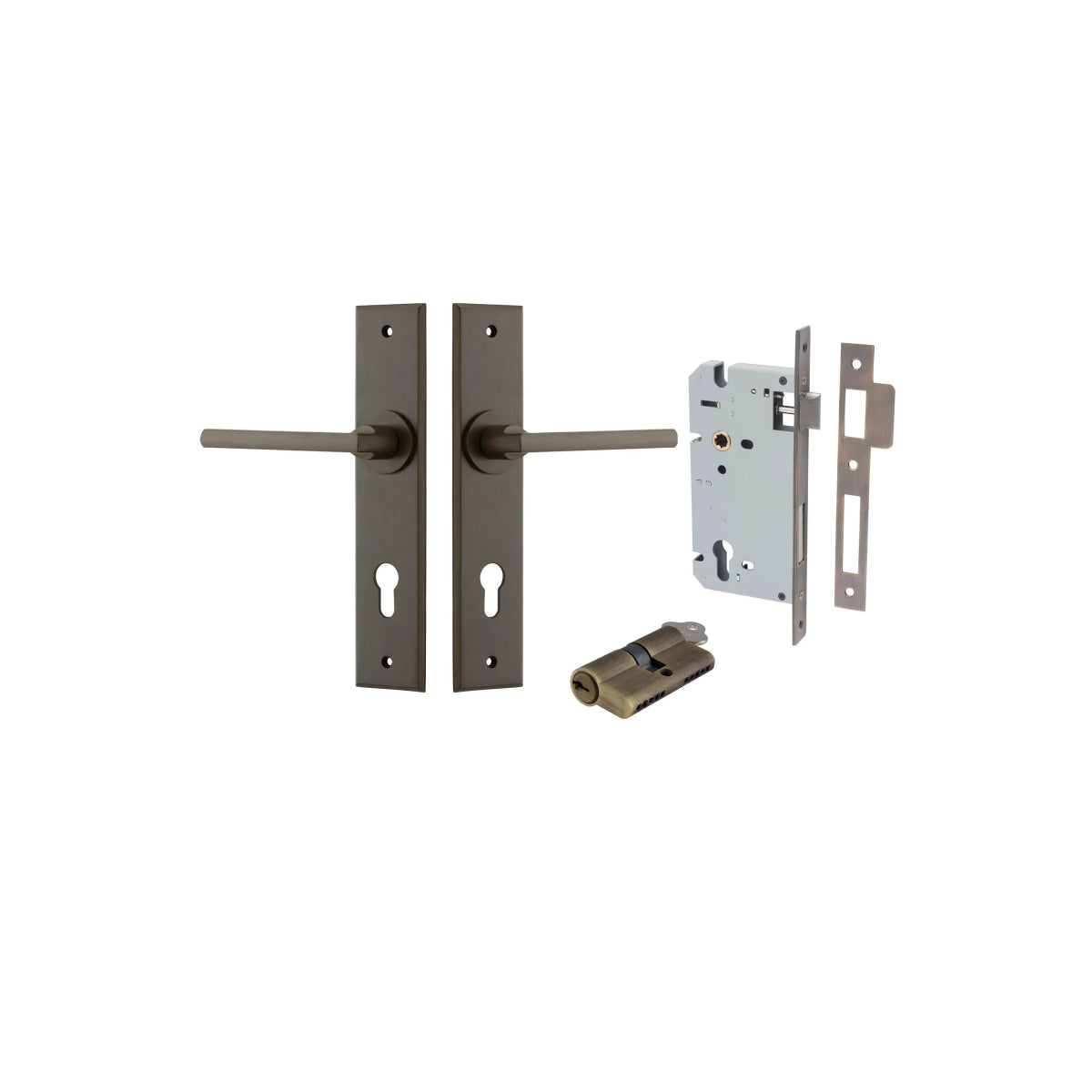 IVER Baltimore Solid Brass Chamfered Plate Door Handle – Multiple Finishes Available - Entry - Point - 10782KENTR60KK - Iver