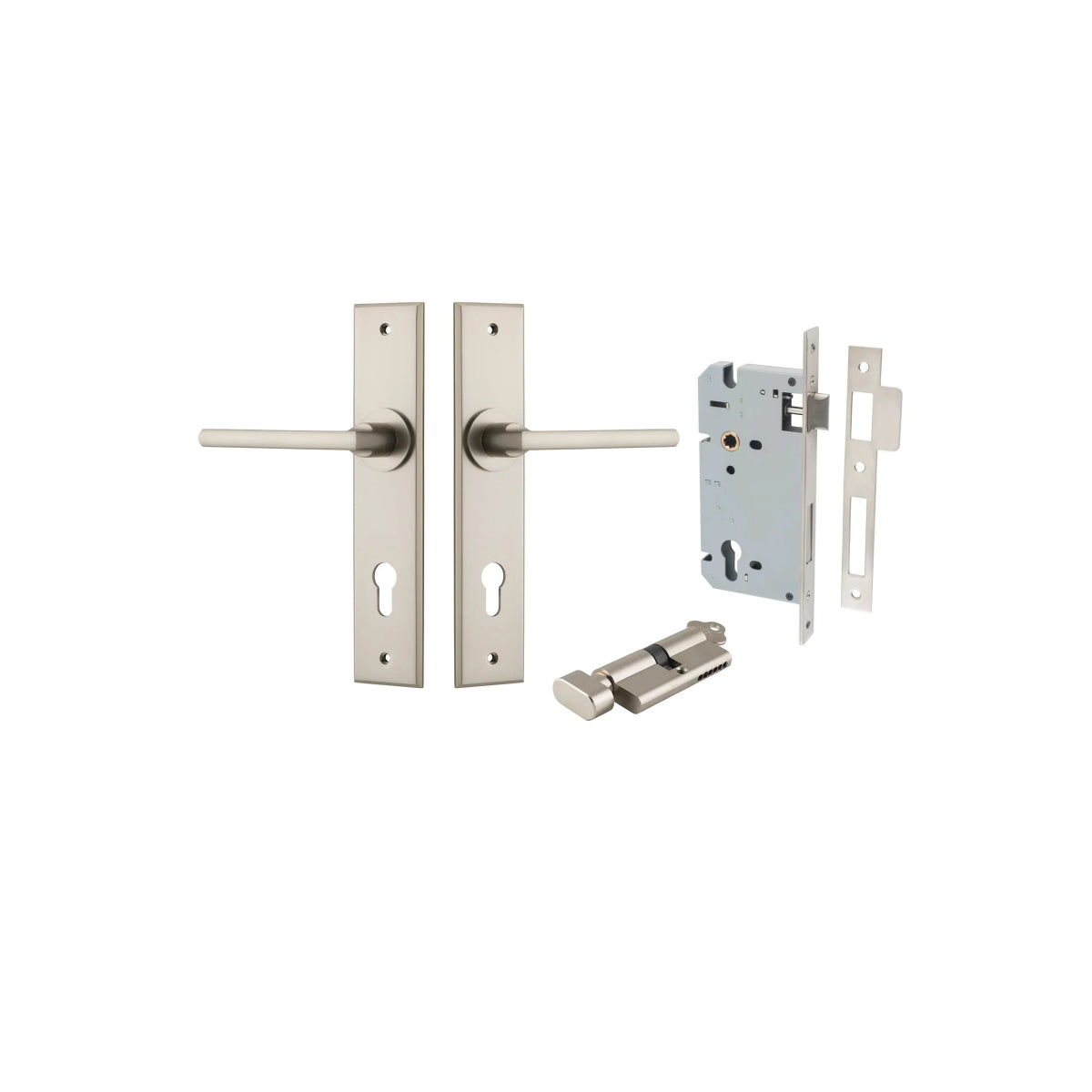 IVER Baltimore Solid Brass Chamfered Plate Door Handle – Multiple Finishes Available - Entry - Point - 14782KENTR60KT - Iver