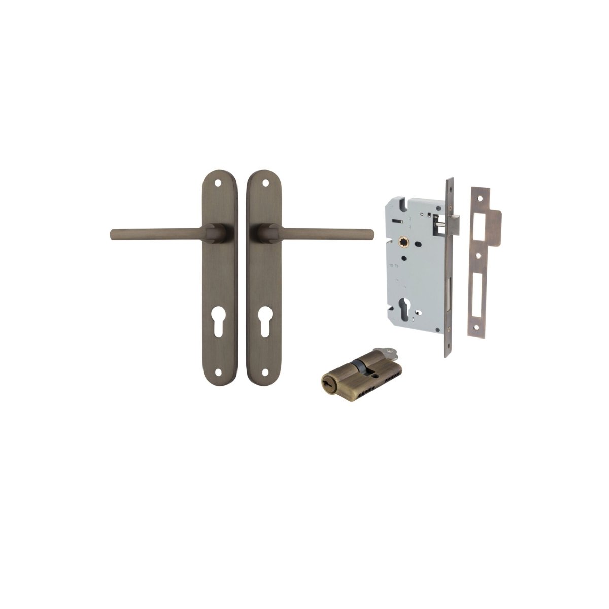 IVER Baltimore Solid Brass Oval Plate Door Handle – Multiple Finishes Available - Entry - Point - 10726KENTR60KK - Iver