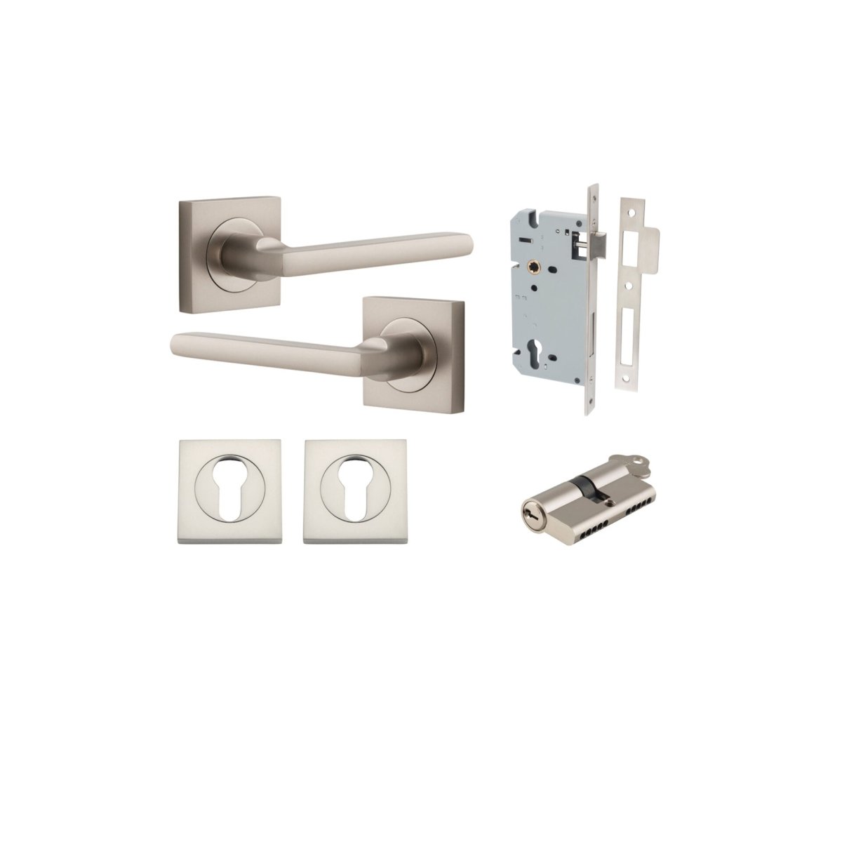 IVER Baltimore Solid Brass Square Rose Door Handle – Multiple Finishes Available - Entry - Point - 0279KENTR60KK - Iver