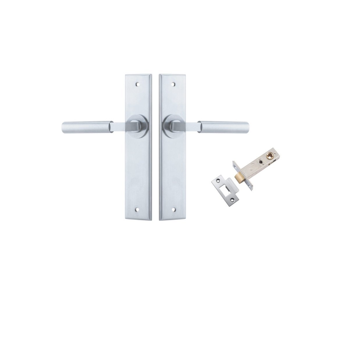 IVER Berlin Solid Brass Chamfered Plate Door Handle – Multiple Finishes Available - Entry - Point - 12294KPASS60 - Iver