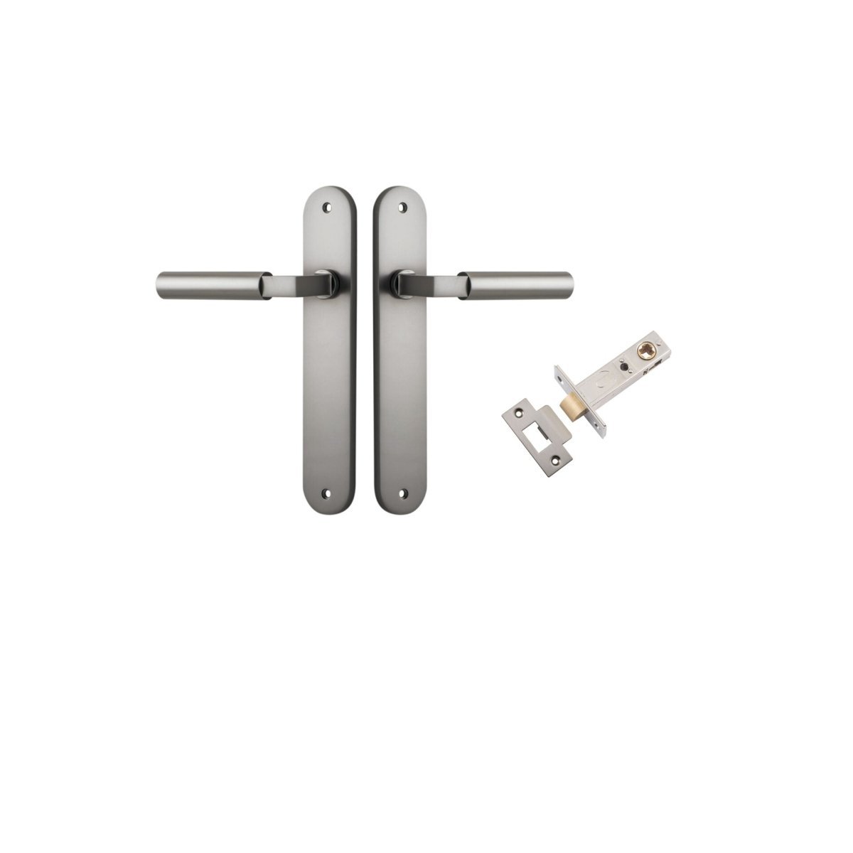 IVER Berlin Solid Brass Oval Plate Door Handle – Multiple Finishes Available - Entry - Point - 14766KPASS60 - Iver