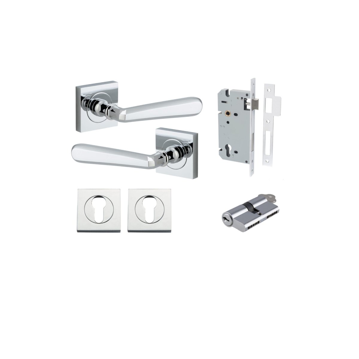 IVER Copenhagen Solid Brass Square Rose Door Handle – Multiple Finishes Available - Entry - Point - 21194KENTR60KK - Iver