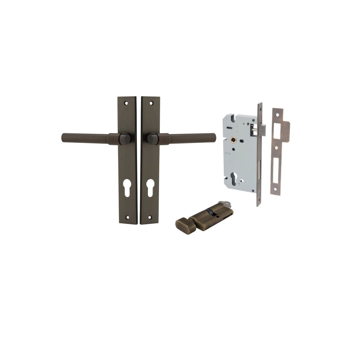 IVER Helsinki Solid Brass Rectangular Backplate Door Handle – Multiple Finishes Available - Entry - Point - 10896KENTR60KT - Iver