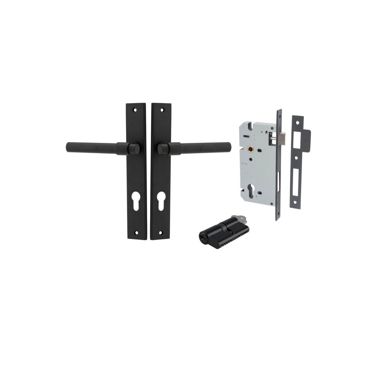 IVER Helsinki Solid Brass Rectangular Backplate Door Handle – Multiple Finishes Available - Entry - Point - 12896KENTR60KK - Iver