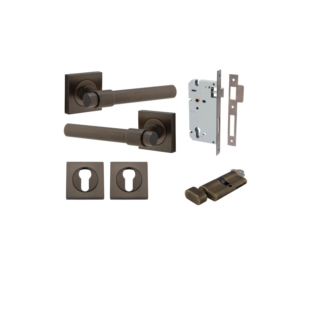 IVER Helsinki Solid Brass Square Rose Door Handle – Multiple Finishes Available - Entry - Point - 21201KENTR60KT - Iver