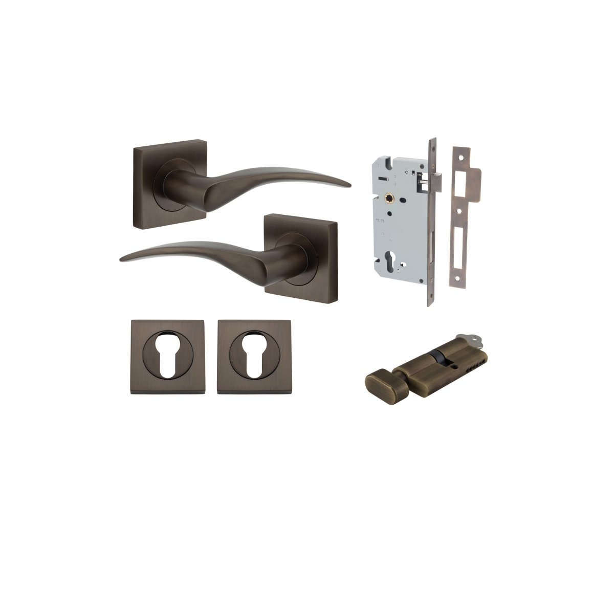 IVER Oxford Solid Brass Square Rose Door Handle – Multiple Finishes Available - Entry - Point - 0281KENTR60KT - Iver