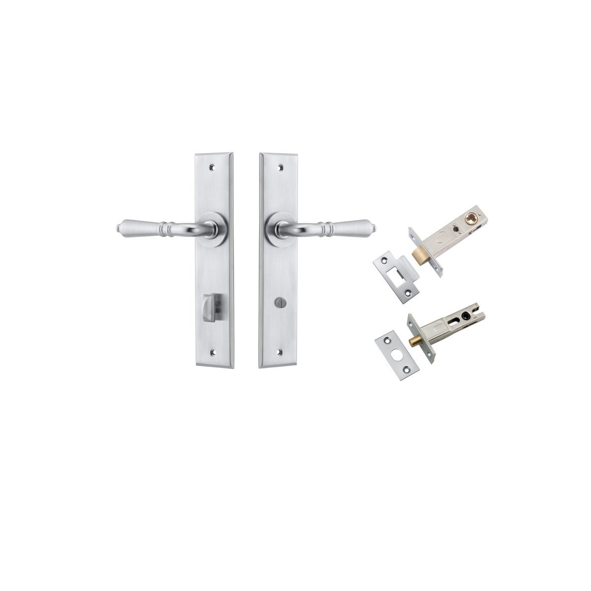 IVER Sarlat Solid Brass Chamfered Plate Door Handle – Multiple Finishes Available - Entry - Point - 12280KPRIV60 - Iver