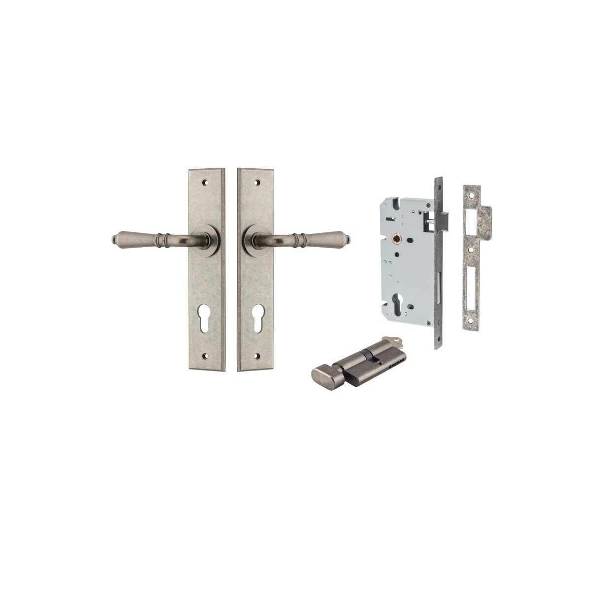 IVER Sarlat Solid Brass Chamfered Plate Door Handle – Multiple Finishes Available - Entry - Point - 13780KENTR60KT - Iver