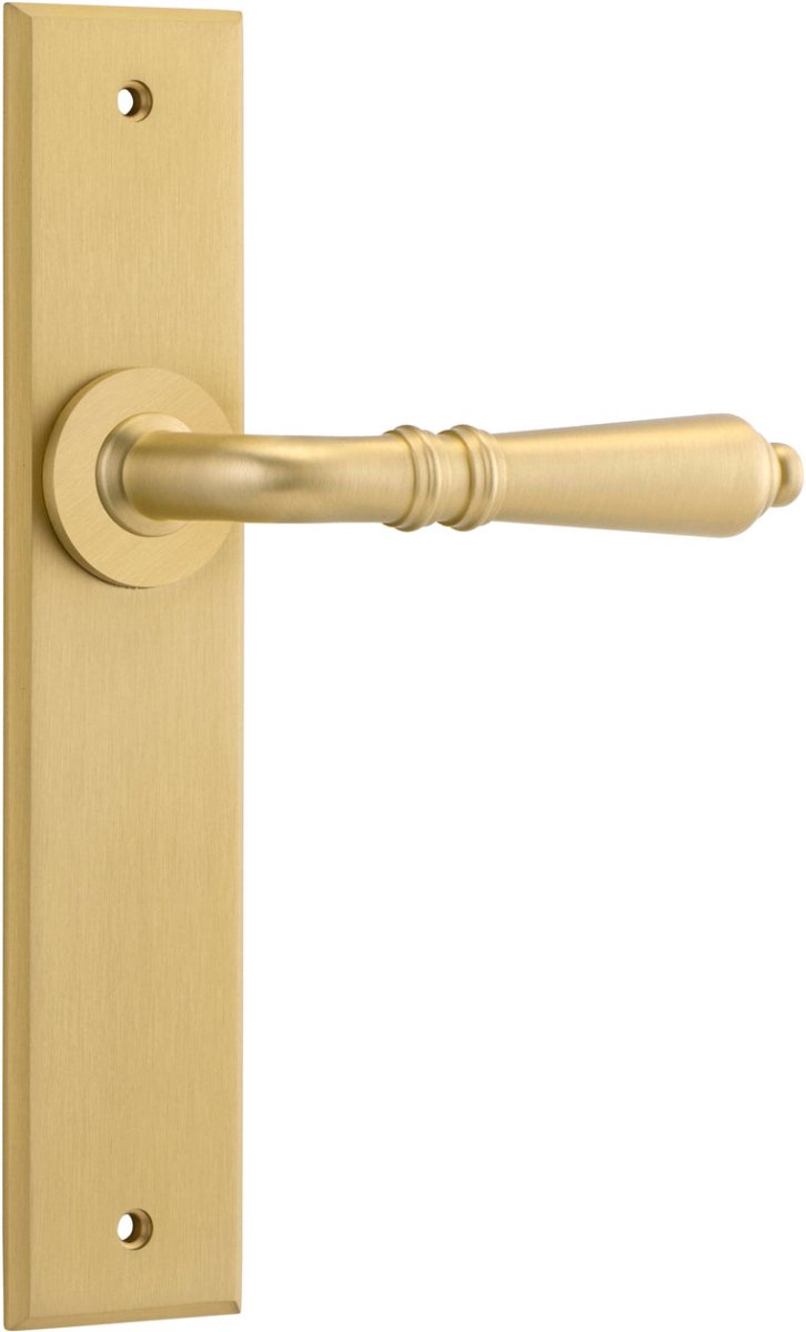 IVER Sarlat Solid Brass Chamfered Plate Door Handle – Multiple Finishes Available - Entry - Point - 16214 - Iver