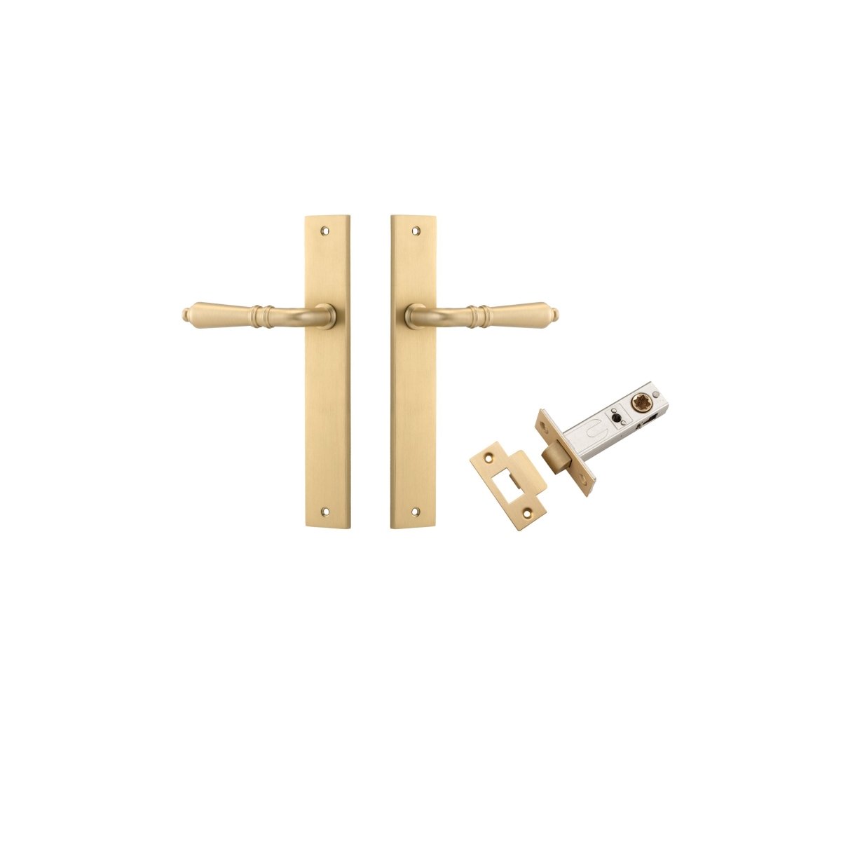 IVER Sarlat Solid Brass Rectangular Plate Door Handle – Multiple Finishes Available - Entry - Point - 15200KPASS60 - Iver