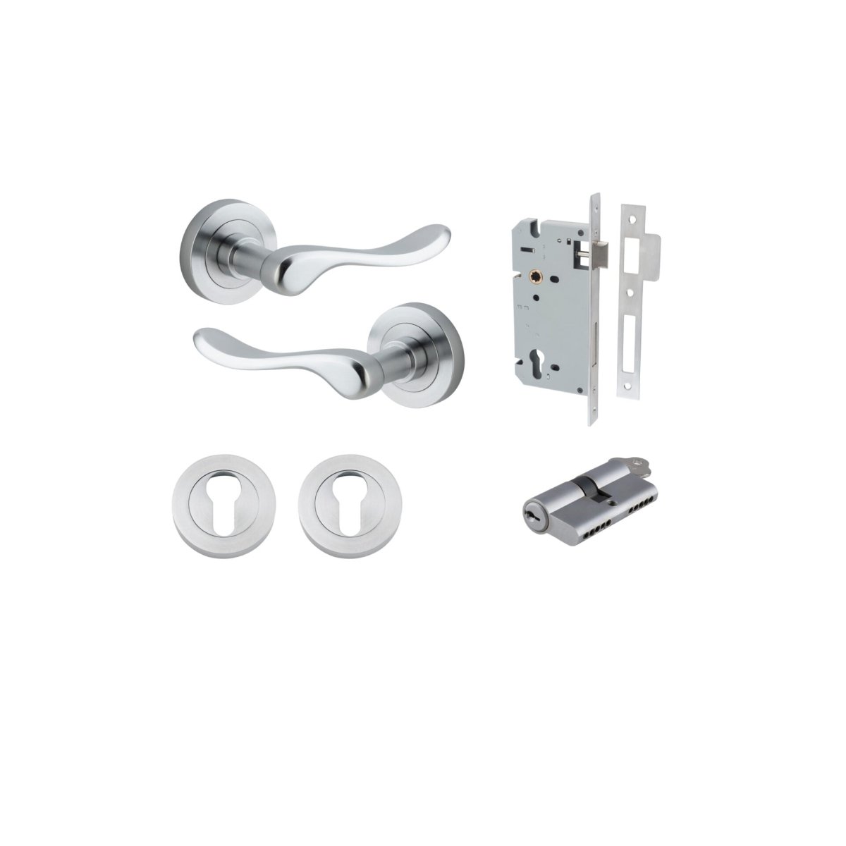 IVER Stirling Solid Brass Round Rose Door Handle – Multiple Finishes Available - Entry - Point - 20795KENTR60KK - Iver